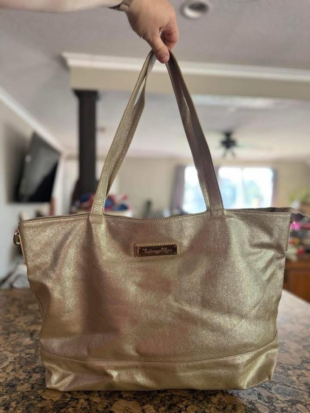 House of Flynn bag with camera insert Metallic Gold Tote Bag